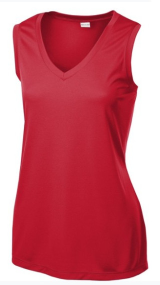 LADIES V NECK SINGLET - COLOUR CHOICES:RED