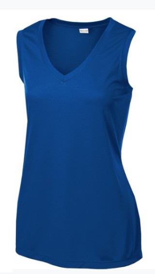 LADIES V NECK SINGLET - COLOUR CHOICES:ROYAL BLUE