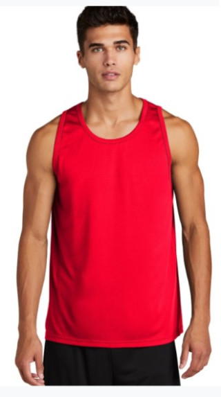 MENS BLACK SINGLET - COLOUR CHOICES:RED